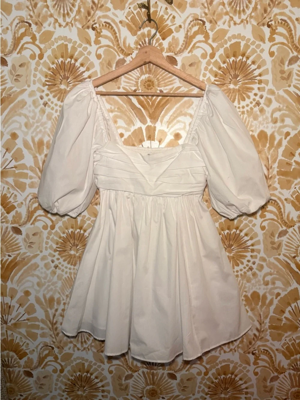 Abercrombie & Fitch Romantic Cottagecore Puff Sleeve Mini Dress /White Small - Picture 3 of 6
